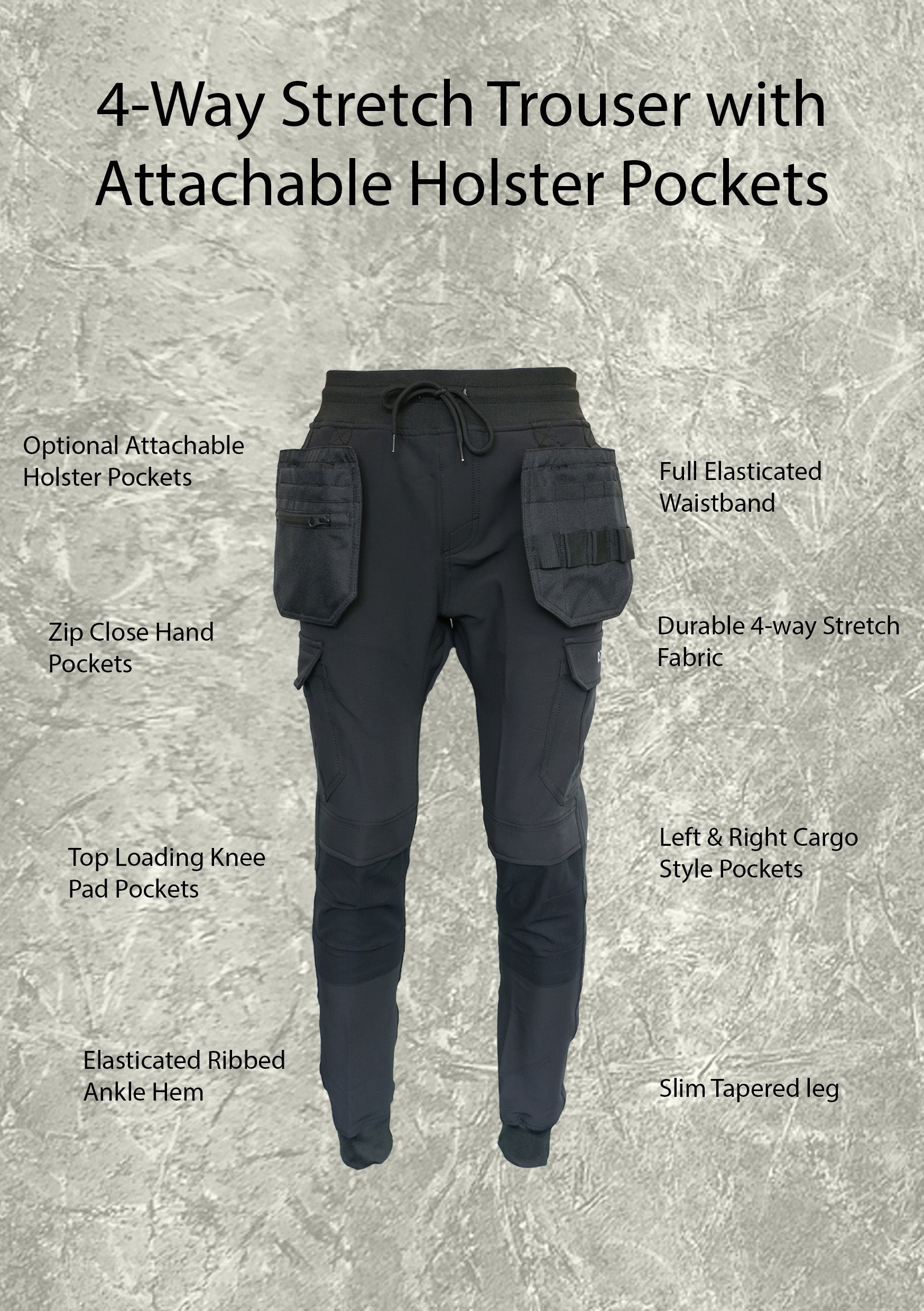 Slim Fit Stretch Work Jogger With Knee Pad Pockets