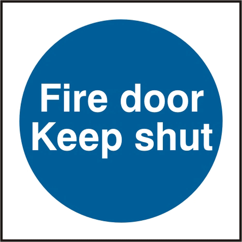 Fire Door Keep Shut Sign (White/Blue) (Pack Of 5)