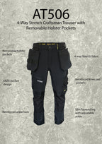 Slim Fit Stretch Work Trouser with Removable Holster Pockets