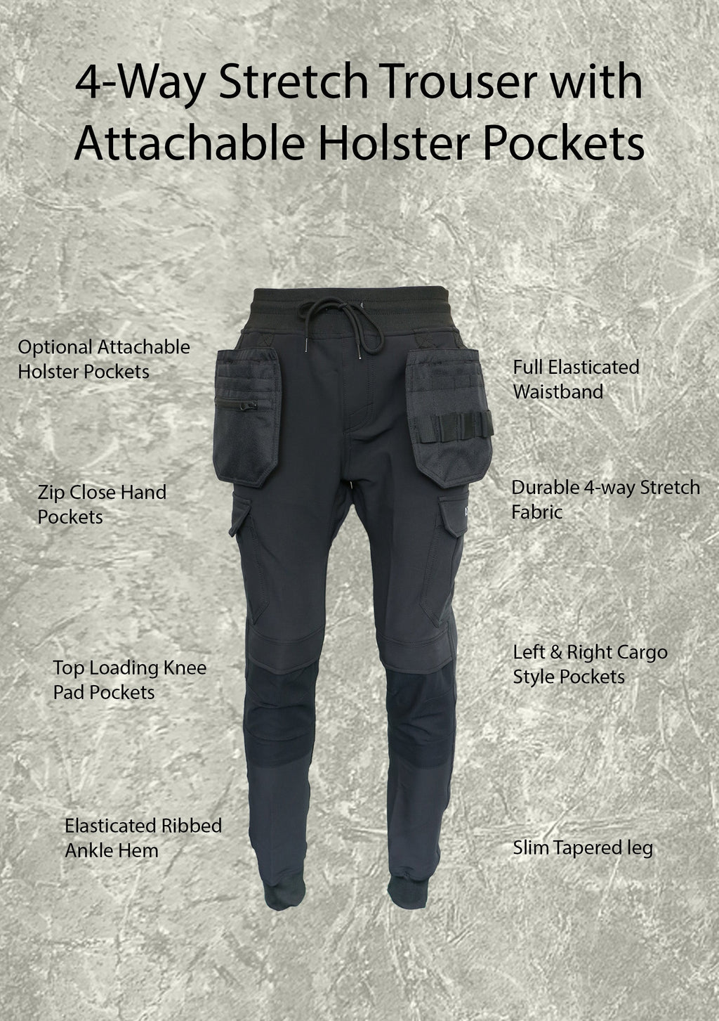 Slim Fit Stretch Work Jogger With Knee Pad Pockets