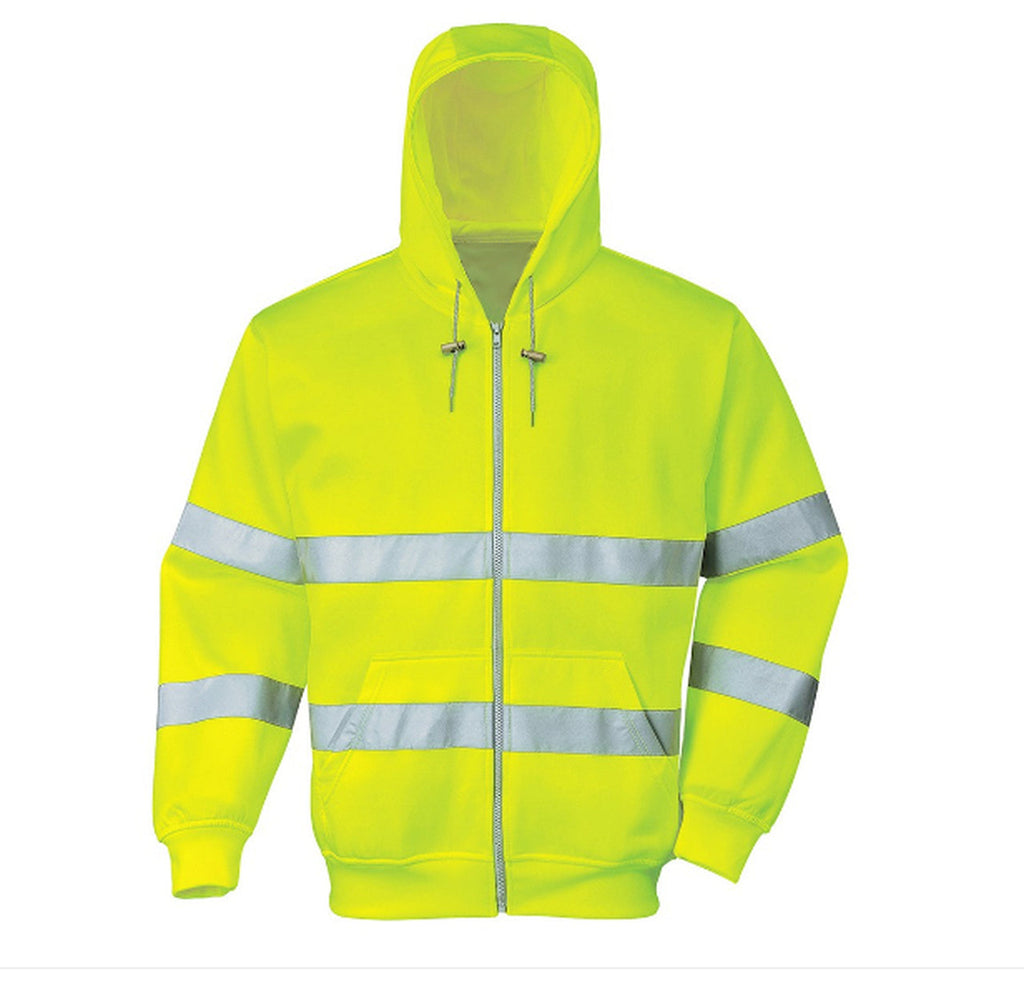 Hi-Vis Zip Hoodie with Ribbed Cuffs
