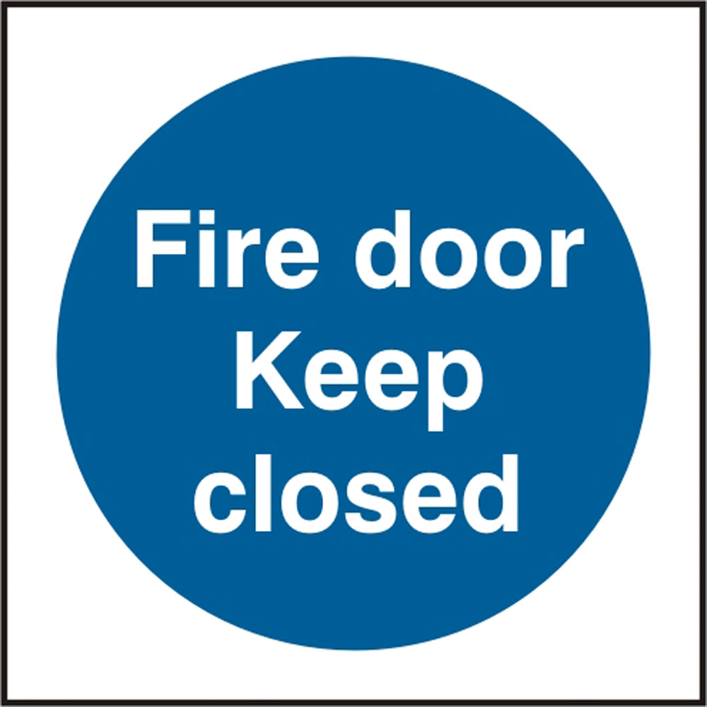 Fire Door Keep Closed Sign (White/Blue) Pack Of 5