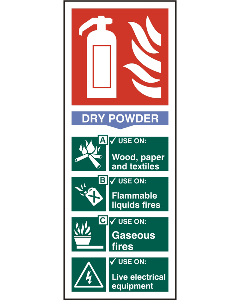 Fire Extinguisher Dry Powder Sign