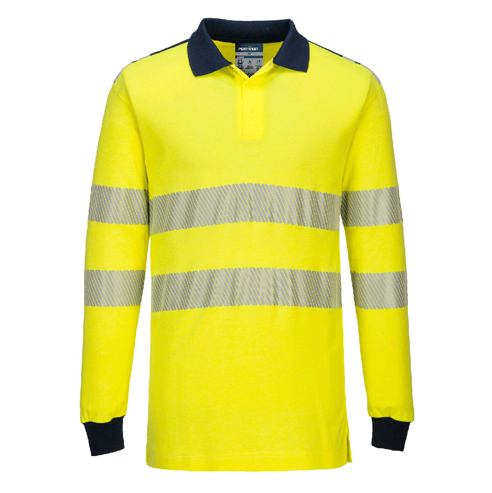 PW3 Modaflame Knit Hi-Vis FR Long Sleeve Polo Shirt