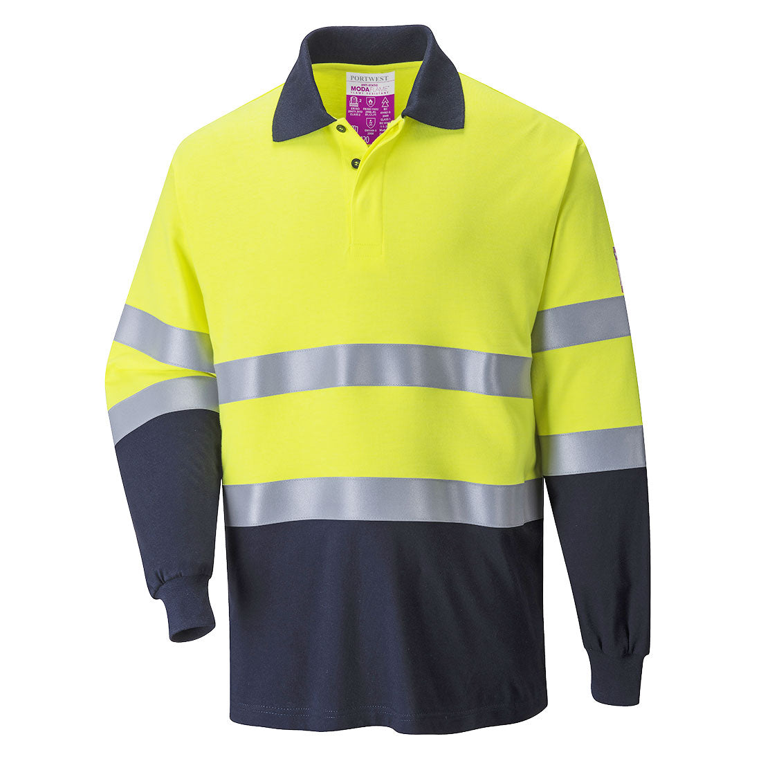 Modaflame Knit Hi-Vis Constrast FR Long Sleeve Polo Shirt