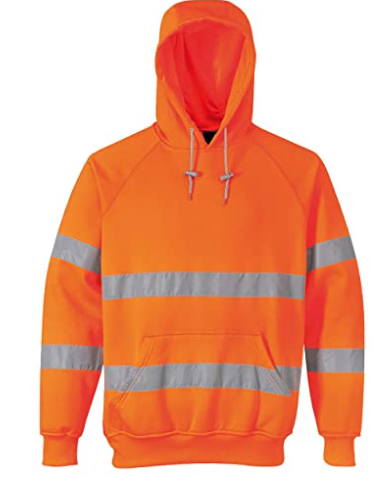 Hi-Vis Pullover Hoodie with Ribbed Cuff and Hem