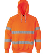 Hi-Vis Pullover Hoodie with Ribbed Cuff and Hem